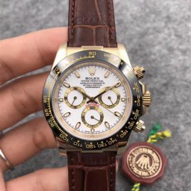 Picture of Rolex Daytona Series White Rose Gold Shell Brown Belt 40mm _SKU0906182326191456